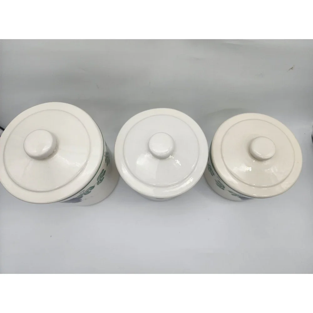 3 Large Heavy Grapes Vines Santa Ana CROCK SHOP Rubber Seal Canisters EXC JARS